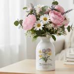 Personalisierte 1-6 Geburt Blumen Keramik Blumenvase mit Namen Text und Titel Muttertag Geburtstag Geschenk für Oma Mom