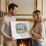 Personalised Watercolor Wedding Venue Portrait Canvas Prints  with Name and Date Home Decor Ship from USA Anniversary Wedding Gift for Couple