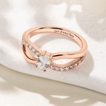 Personalised 1-6 Birthstones Sterling Silver Ring with Text Dainty Jewellery Anniversary Birthday Mother's Day Gift for Women