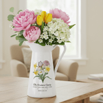 Personalisierte 1-6 Geburt Blumen Keramik Blumenvase mit Namen Text und Titel Muttertag Geburtstag Geschenk für Oma Mom
