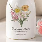 Personalisierte 1-6 Geburt Blumen Keramik Blumenvase mit Namen Text und Titel Muttertag Geburtstag Geschenk für Oma Mom