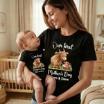 Personalized Cute Highland Cow Our First Mother's Day 100% Cotton T-shirt Baby Bodysuit with Name Birthday Mother's Day Gift for Baby Mother