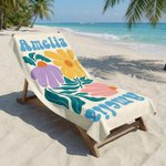 Personalized Multicolor Floral Quick Dry Oversized Beach Towel with Name Travel Essentials Birthday Summer Vacation Party Gift for Women