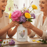 Personalisierte 1-6 Geburt Blumen Keramik Blumenvase mit Namen Text und Titel Muttertag Geburtstag Geschenk für Oma Mom