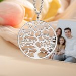 Collier Personnalisé Prénom Forme Arbre Généalogique Symbole de Famille Cadeau Anniversaire Fête des Mères pour Mère Grand-Mère