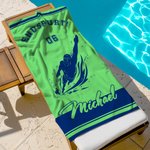 Personalisiertes Strandtuch mit Schwimm-Silhouette | mit Wunschtext und Namen | in 2 Größen erhältlich | Geburtstag Geschenk für Schwimmbegeisterte