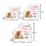 Gepersonaliseerd Onze Eerste Moederdag Schattige Hooglandse Koe Hartvormige Acrylplaat met Naam Bureaudecor Moederdag Verjaardagscadeau voor Mama