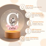 Personalized Fantasy Star Cloud Cute Forest Animal Initial Name LED Night Light with Wooden Base Nursery Decor Birthday Baby Shower Gift for Kids