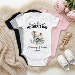 Personalized Our First Mother's Day 100% Cotton T-shirt Baby Bodysuit with Name Birthday Mother's Day Gift for Baby Mother