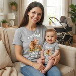 Personalized Cute Highland Cow Our First Mother's Day 100% Cotton T-shirt Baby Bodysuit with Name Birthday Mother's Day Gift for Baby Mother