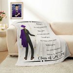 Personalized Cartoon Graduation Character Motivational Message Soft Throw Blanket with Year and Name Graduation Gift for Graduates