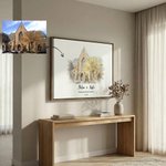 Personalised Watercolor Wedding Venue Portrait Canvas Prints  with Name and Date Home Decor Ship from USA Anniversary Wedding Gift for Couple