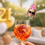 Personalized Birthday Hat Face Photo Acrylic Cocktail Stick Drink Stirrer with Age Birthday Party Decor Gift for Friends