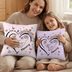 Personalizzato Cuore contorno mano a mano floreale morbido cuscino di copertura con nome Home Decor Festa della mamma regalo di compleanno per la mamma proprietario di animali domestici