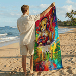 Serviette de plage surdimensionnée à séchage rapide avec nom Fête de la plage, piscine, vacances d'été Cadeau pour Gamer Kid