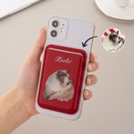 Personlig oljemaleri stil kjæledyrfoto PU lær iPhone MagSafe kortholder med navn Daglig bruk Jubileum bursdagsgave til kjæledyrelsker