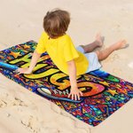 Toalla de playa personalizada de secado rápido con graffiti de estrella de deporte y nombre regalo de fiesta y cumpleaños para niños y familia