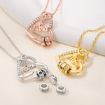 Personalisierte Halskette mit aufklappbarem Herzanhänger | mit 1–5 Namensringen und Geburtssteinen | Muttertag Geburtstag Geschenk für Mama