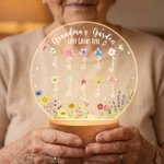 Mariposas Personalizadas 1-13 Flores de Nacimiento LED Luz de Noche con Nombre y Base de Madera Decoración del Hogar Día de la Madre Regalo de Cumpleaños para Madres Abuelas