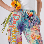 Pantalon de pyjama à cordon avec nom coloré Cadeau d'anniversaire pour les femmes et les amis