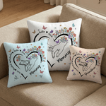 Personalizzato Cuore contorno mano a mano floreale morbido cuscino di copertura con nome Home Decor Festa della mamma regalo di compleanno per la mamma proprietario di animali domestici
