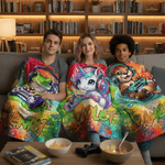 Graffiti Personalizado Animal Gamer Manta Suave con Nombre Decoración del Hogar Uso Diario Regalo de Cumpleaños para Amigos Gamers