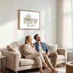 Personalised Watercolor Wedding Venue Portrait Canvas Prints  with Name and Date Home Decor Ship from USA Anniversary Wedding Gift for Couple