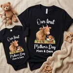 Personalized Cute Highland Cow Our First Mother's Day 100% Cotton T-shirt Baby Bodysuit with Name Birthday Mother's Day Gift for Baby Mother