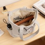 Personalised Birth Flower Corduroy Large Capacity Tote Bag with Nickname and Names Daily Use Travel Mother's Day Gift for Mom Grandma