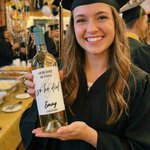 Personalised Simple Line Graduation Cap Waterproof Wine Stickers Labels with Name and Year Graduation Party Gift for Master PhD Graduates