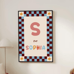 Lienzo personalizado a cuadros multicolor con iniciales y nombre Decoración de habitación infantil Enviar desde EE.UU. Baby Shower Cumpleaños Regalo para recién nacidos Niños