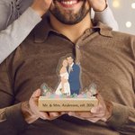 Ornement personnalisé en acrylique avec texte en bas et base en bois de hêtre Cadeau de fête des mères pour maman grand-mère