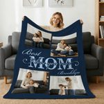 Personalised Best Mom I Love You Ever Soft Throw Blanket with Name and 4 Photos Home Decor Mother's Day Birthday Gift for Mom