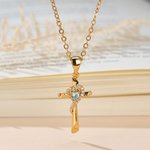 Personalized Heart Birthstone Cross Style Necklace Dainty Jewelry Anniversary Mother's Day Birthday Gift for Woman Mom Grandma