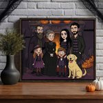 Personalized Cartoon Gothic Style Photo Giclee Canvas Prints Home Decor Ship from USA Anniversary Halloween Gift for Family