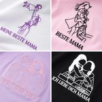 Personalisiertes T-Shirt mit Line-Art-Stickerei nach Foto | mit Wunschtext | Sweatshirt und Hoodie | Geburtstag Muttertag Geschenk für Familie Freunde