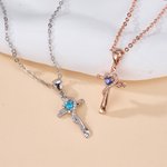 Personalized Heart Birthstone Cross Style Necklace Dainty Jewelry Anniversary Mother's Day Birthday Gift for Woman Mom Grandma