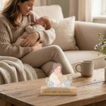 Ornement personnalisé en acrylique avec texte en bas et base en bois de hêtre Cadeau de fête des mères pour maman grand-mère