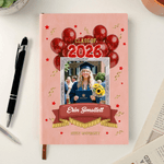 Personalised Star Balloon Graduation Photo PU Leather Notebook with School Name and Name Graduation Ceremony Gift for Class of 2026 Graduates
