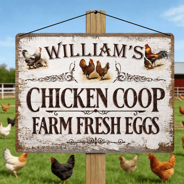 Henkilökohtainen Chicken Coop Farm Tuoreet munat Vintage Metal merkki nimi päivittäiseen käyttöön syntymäpäivälahja kananviljelijälle kanakopin omistajalle