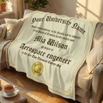 Personlig teppe med navn og skolenavn og konfirmasjonssertifikat Design Throw Blanket Graduation Gift for High School College Graduates