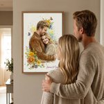 Personalized Floral Watercolour Photo Giclee Canvas Prints Home Decor Anniversary Gift for Pet Lover Family