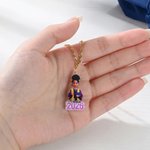 Gepersonaliseerde Glitter Cartoon Karakter Afstuderen Cap Charm Tassel Decoratie met Naam en Jaar Afstuderen Gift voor Afgestudeerden Vrienden