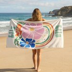 Personalisiertes Mehrfarbiges Blumen Strandtuch mit Namen Schnelltrocknend Übergroß Reisezubehör Geburtstag Sommer Urlaub Party Geschenk für Damen
