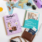 Planificador personalizado de dibujos animados Viajes por el mundo 2026 Cuaderno de espiral A5 con páginas de planificación semanal y mensual Uso diario Regalo de viaje para viajeros