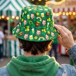 Personalized Funny Face Photo Unisex Fishing Bucket Hat Beach Party Essential Birthday Saint Patrick's Day Gift for Friend Family