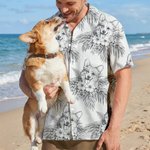 Personalizada Retro Lápiz Dibujo Estilo Perro Gato Retrato Hawaiano Unisex Camisa Cumpleaños Verano Vacaciones Regalo para los dueños de mascotas Pet Lovers