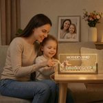 Personalised Highland Cow Family LED Night Light with Names and Wooden Base Home Decor Mother's Day Father's Day Gift for Mom Dad