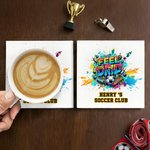 Personalisierte Street Style Soccer Club 11 oz 15 oz Keramik Becher Untersetzer mit Text und Name Game Day Geburtstag Geschenk für Fußball-Liebhaber