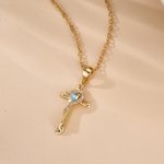 Personalized Heart Birthstone Cross Style Necklace Dainty Jewelry Anniversary Mother's Day Birthday Gift for Woman Mom Grandma